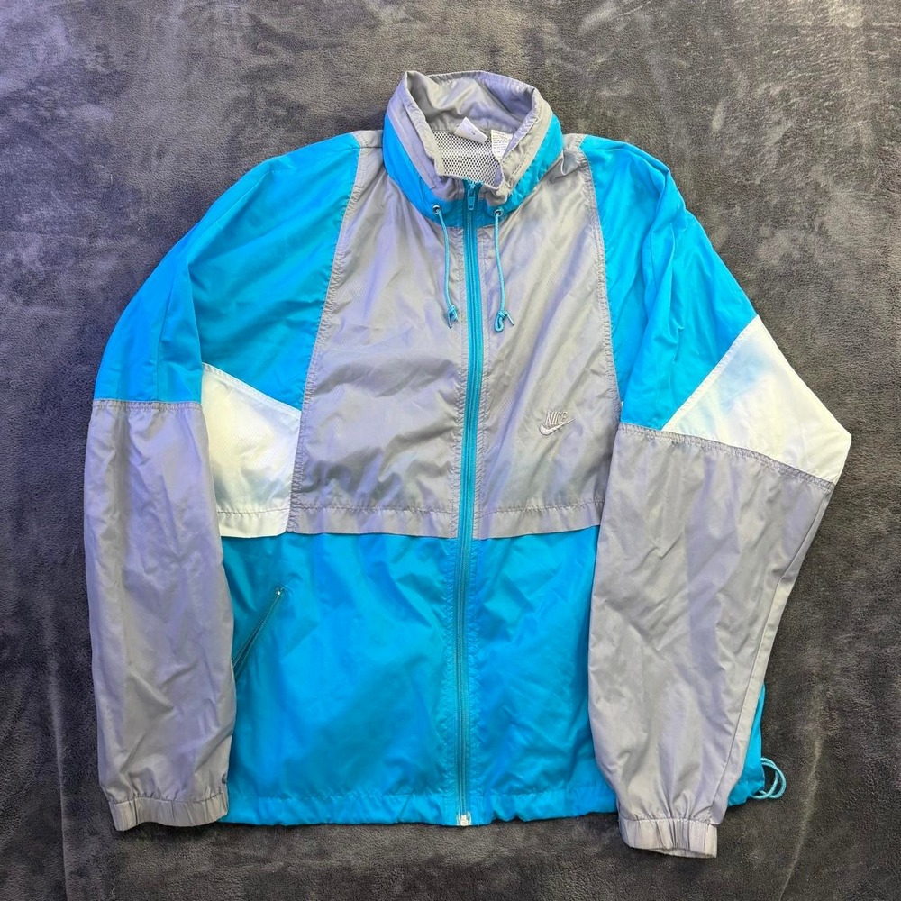 Nike Colorblock Windbreaker Jacket Men's XL Blue Gray White Vintage 90s
